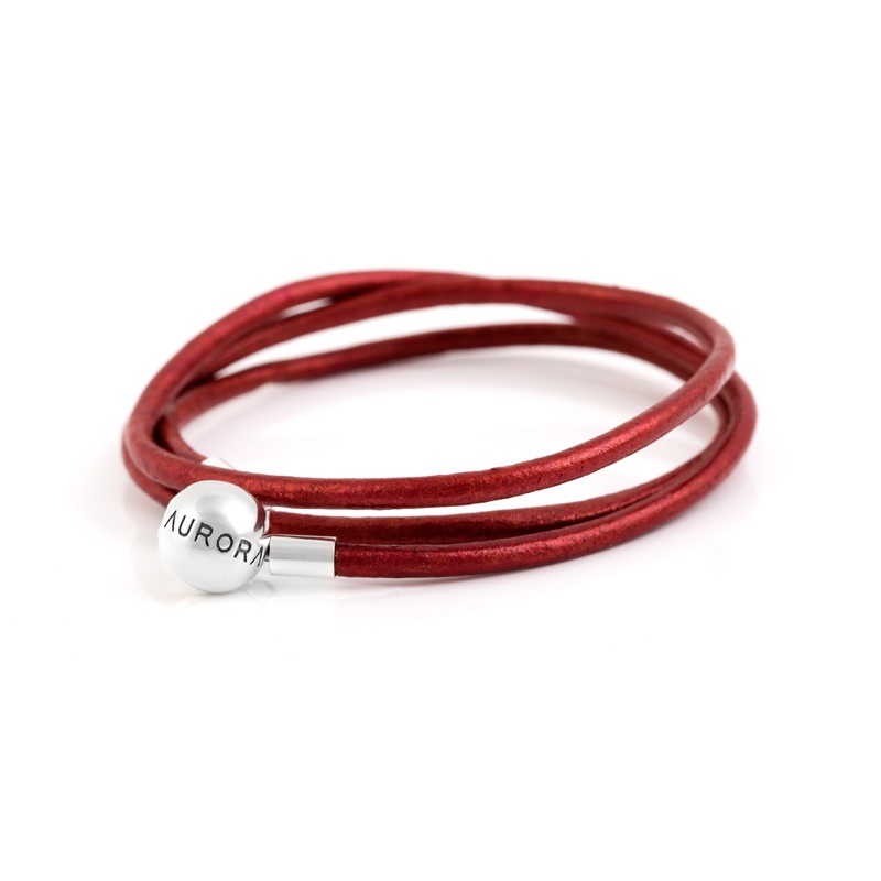 Leather Bracelet Eclipse, Red, M - 19