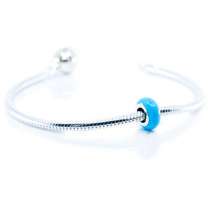 light blue enamel stopper on bracelet
