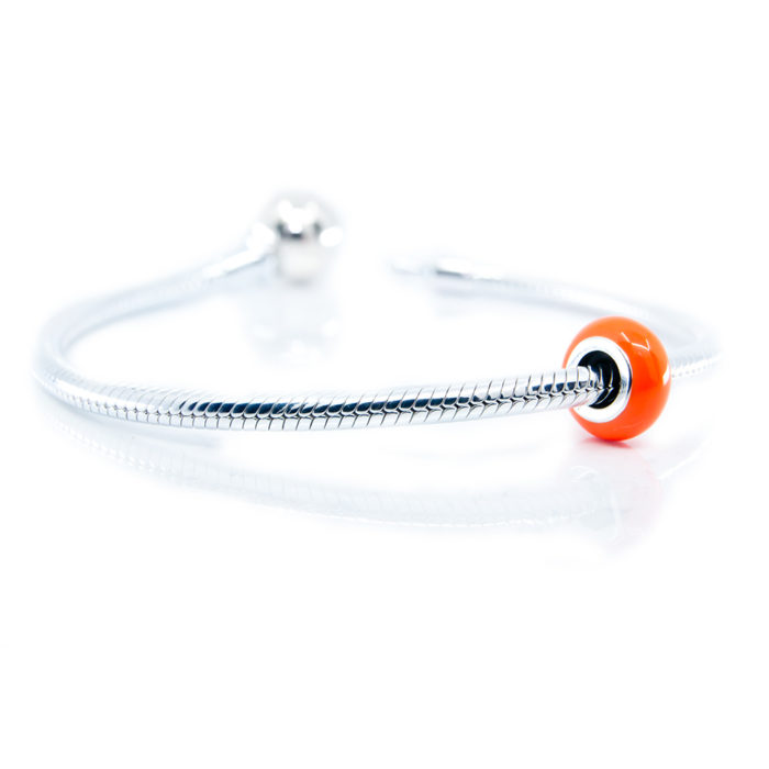 Orange Enael Stopper on Bracelet