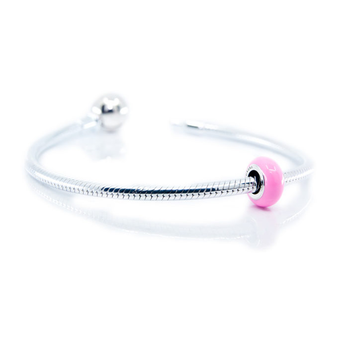 Pink Enamel Stopper on Bracelet