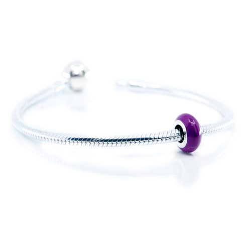 Purple Enamel Stopper on Bracelet