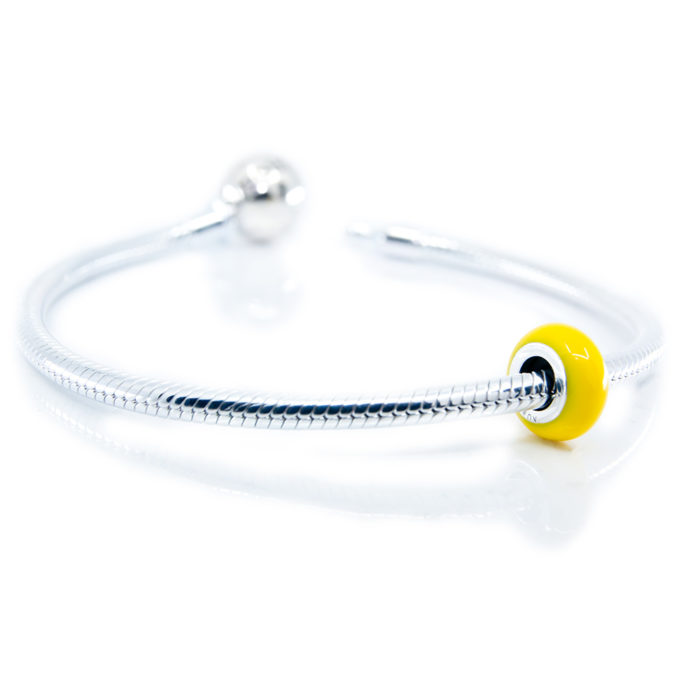 Yellow Enamel Stopper on Bracelet