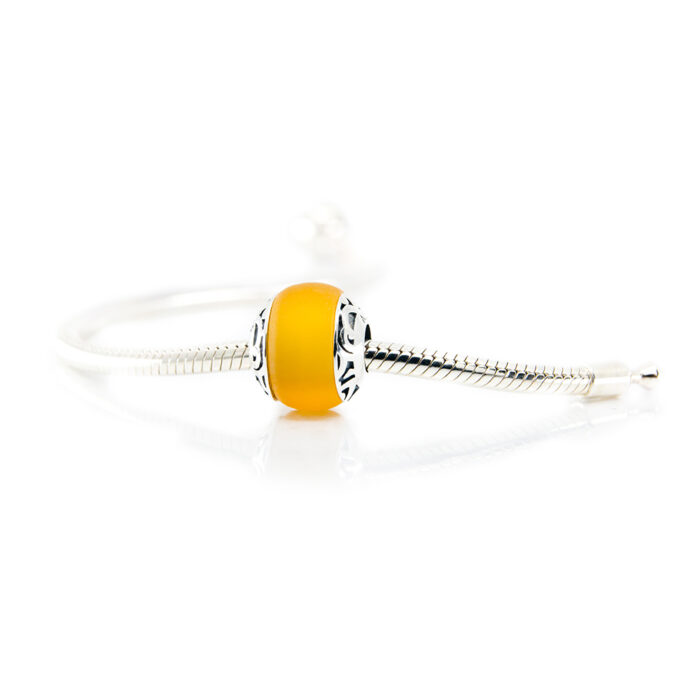 Hiva Oa yellow glass bead on bracelet