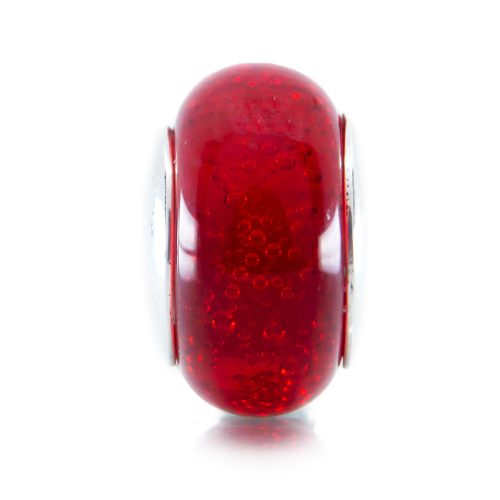 Scarlet Heart Sparkles Red Glass Bead
